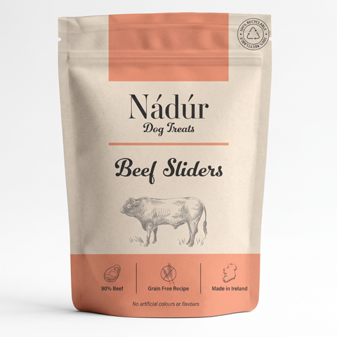 Nadur Beef Sliders natural Irish dog treats pack - made in Ireland