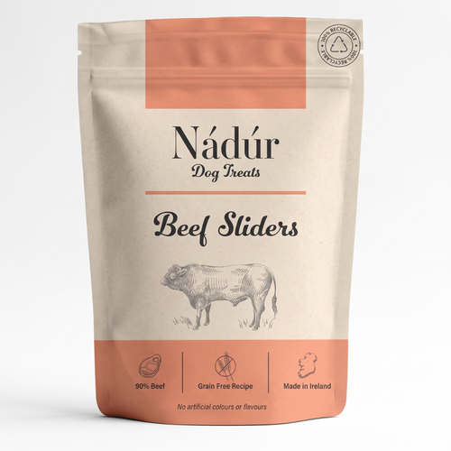 Nadur Beef Sliders natural Irish dog treats pack - made in Ireland