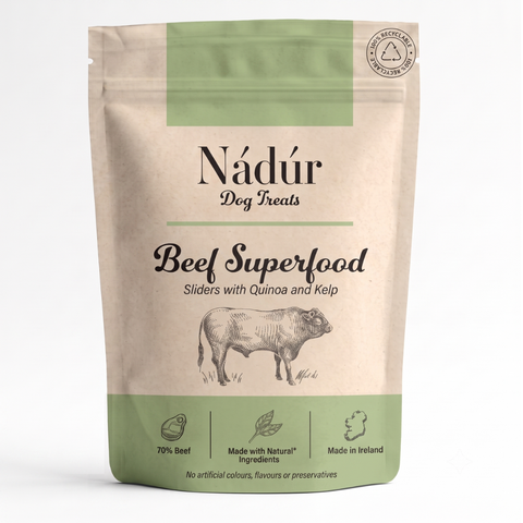 Nadur Beef Superfood dog treats with quinoa and kelp - pack