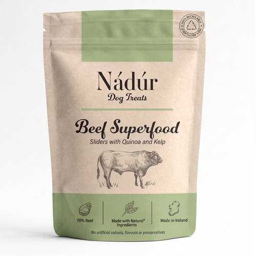 Nadur Beef Superfood dog treats with quinoa and kelp - pack