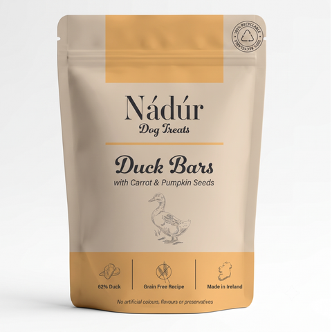 Nadur Duck Bars natural Irish dog treats with carrot and pumpkin - pack