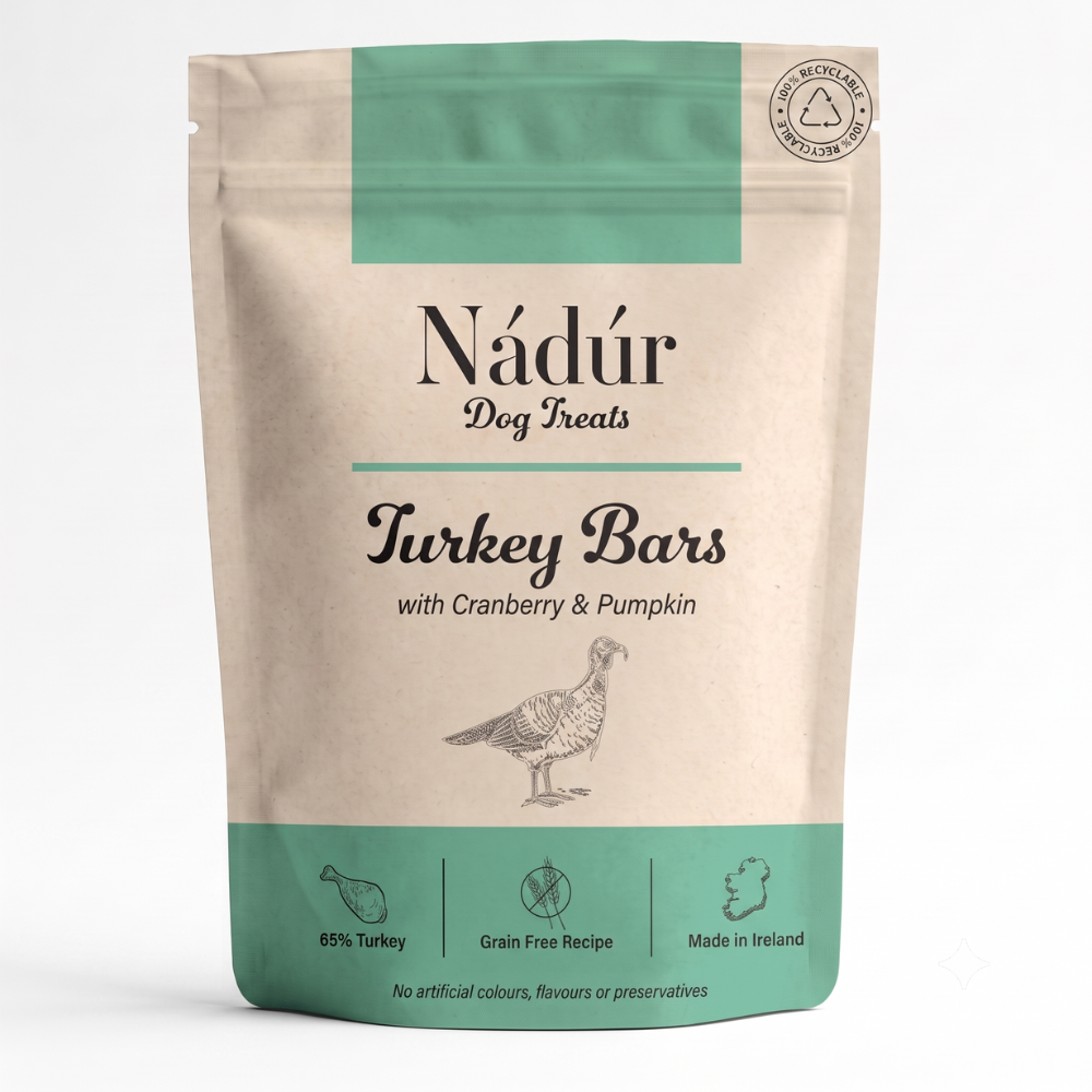 Nadur Turkey Bars natural Irish dog treats with cranberry and pumpkin - pack