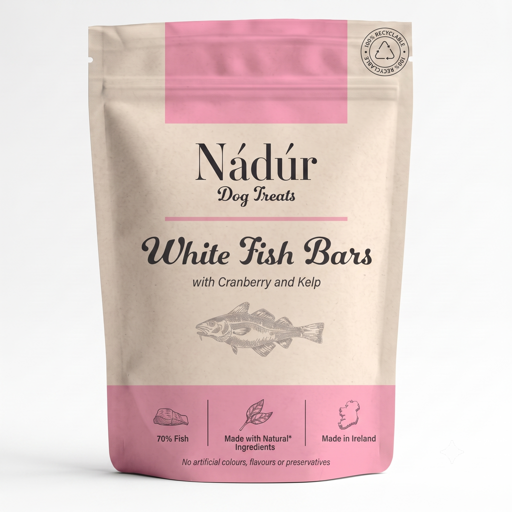 Nadur Fish Bars natural Irish dog treats with cranberry and kelp - pack