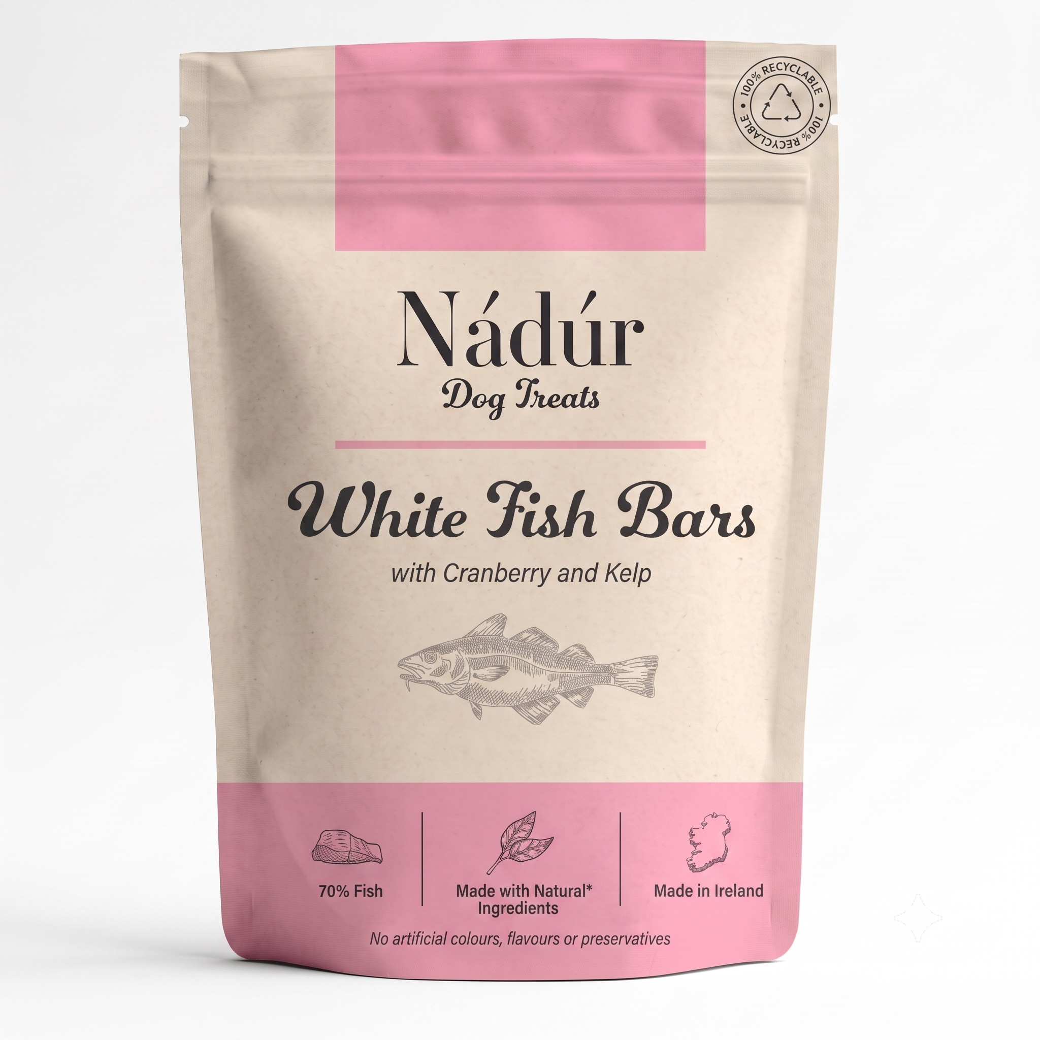 Nadur Fish Bars natural Irish dog treats with cranberry and kelp - pack