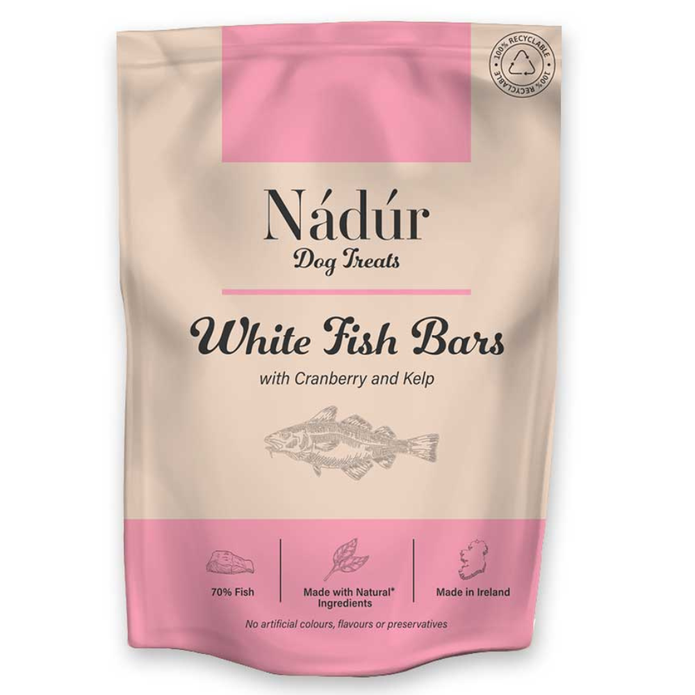 Nadur Natural Fish Dog Treats with Cranberry and Kelp - Made in Ireland